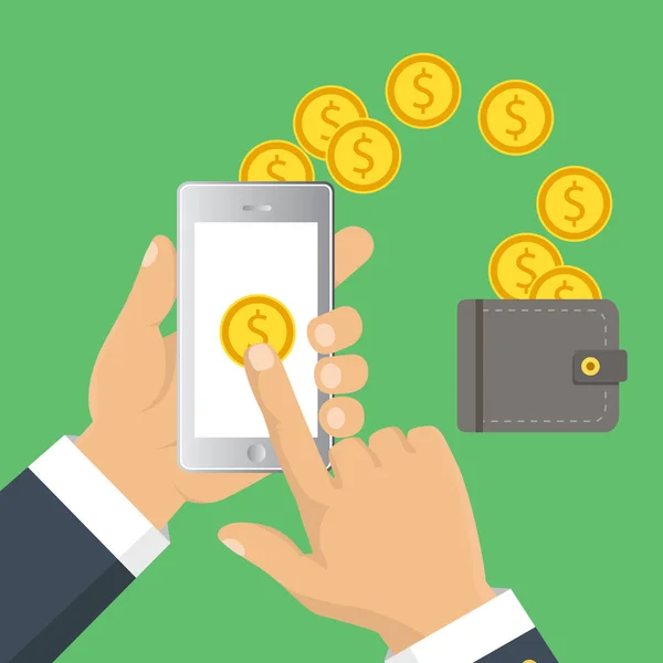 Koncepcja dla mobilnej bankowości i płatności online. Wektor — Wektor stockowy
