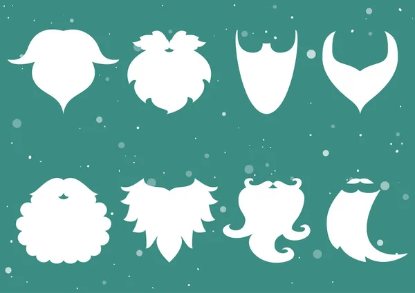 Vector illustration. Set of the beards of Santa Claus. Beard elements — Stock Vector