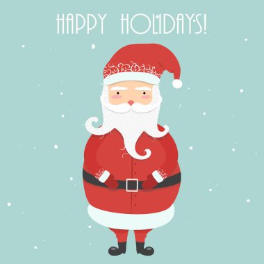 Jolly Noel Baba, kış orman arka plan, Noel karikatür 
