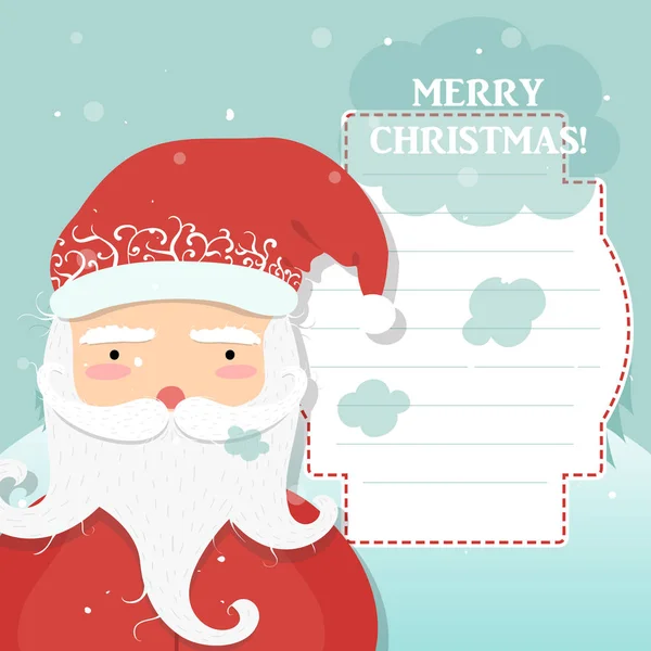 Lustige Cartoon-Weihnachtsmann-Klausel, Winter Wald Hintergrund, Weihnachten — Stockvektor