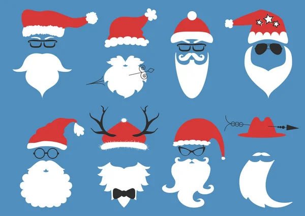 Vektor Hipster Weihnachtsmann. Silhouette mit kühlem Bart und Glas — Stockvektor