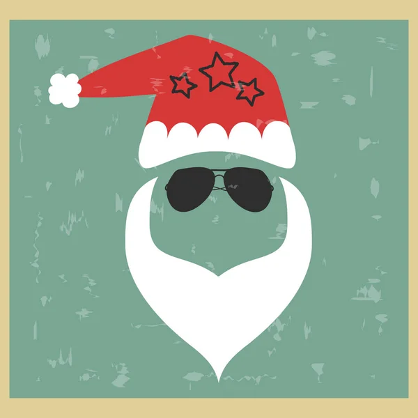 Vector hipster Santa Claus. Silueta con barba fresca y vidrio — Archivo Imágenes Vectoriales
