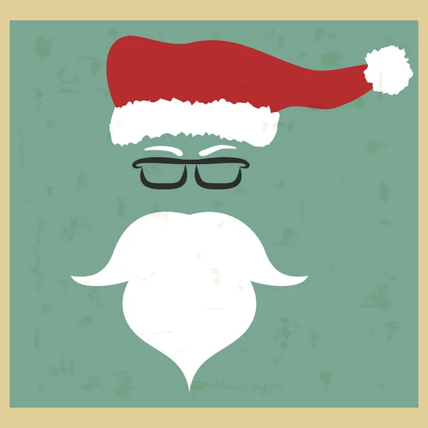 Vector hipster Santa Claus. Silueta con barba fresca y vidrio — Archivo Imágenes Vectoriales