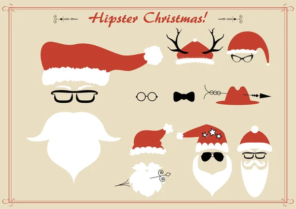 Vector hipster Santa Claus. Silueta con barba fresca y vidrio — Vector de stock