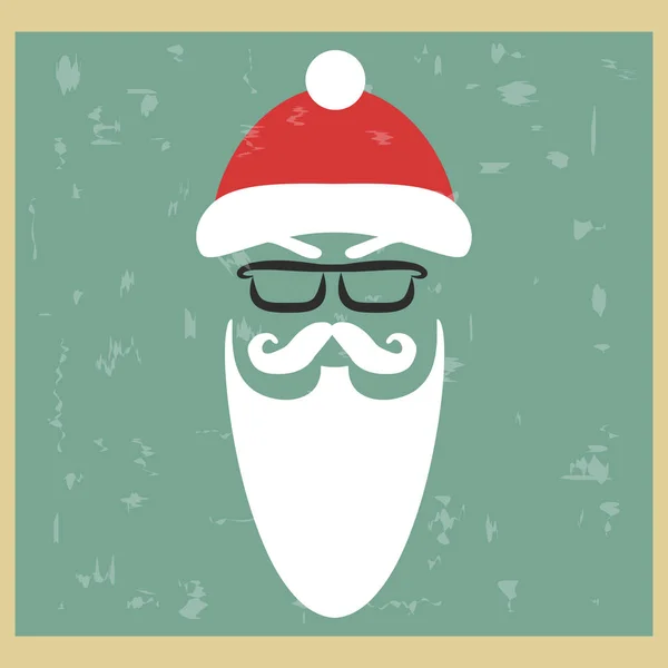 Babbo Natale, l'hipster vettoriale. Silhouette con barba fresca e vetro — Vettoriale Stock