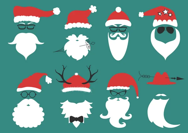 Vector hipster Santa Claus. Silueta con barba fresca y vidrio — Vector de stock