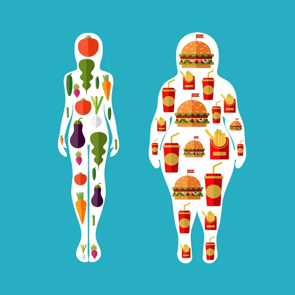 건강 한 생활 습관과 나쁜 습관, 건강 한 다이어트 — 스톡 벡터