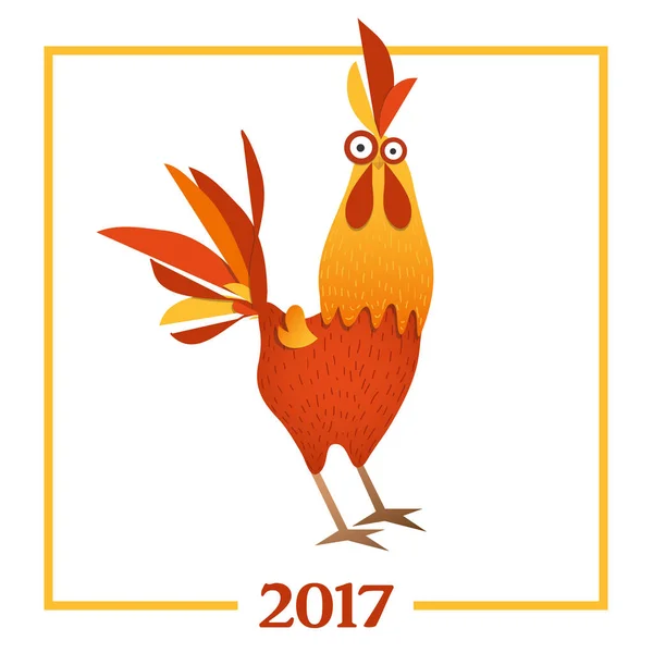 Gallo rojo, símbolo del año 2017 según el calendario chino — Vector de stock