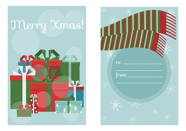 Feliz Navidad tarjeta de felicitación, santa, ciervos, decoración de Navidad, ret — Vector de stock