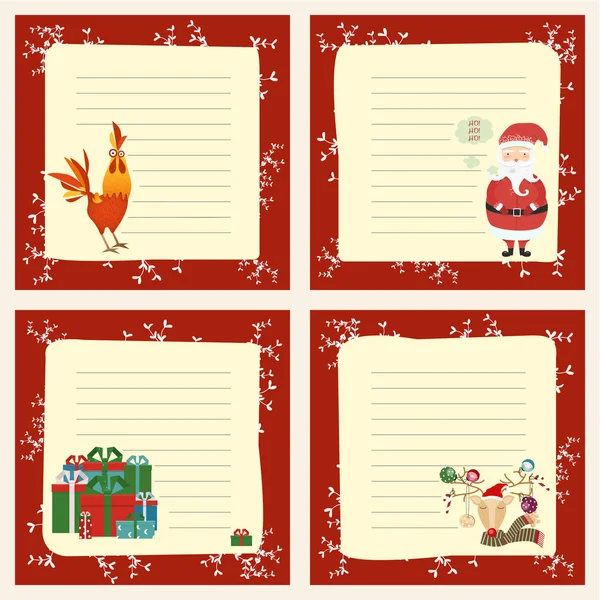 Frohe Weihnachten Grußkarte, Weihnachtsmann, Hirsch, Weihnachtsdekoration — Stockvektor