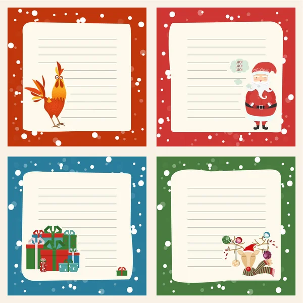 Joyeux Noël carte de vœux, Père Noël, cerf, décoration de Noël — Image vectorielle