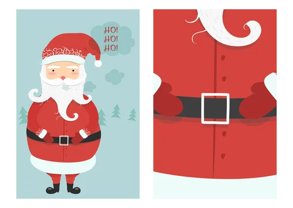 Feliz Navidad tarjeta de felicitación, santa, ciervos, decoración de Navidad, ret — Vector de stock