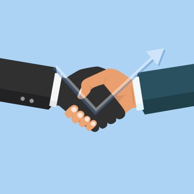 El sıkışma, iş ortaklığı. Başarı anlaşma, mutlu iş sembolü