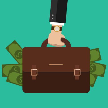 İş adamı el çantası tutuyor. vektör illüstrasyonu