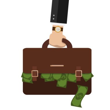 İş adamı el çantası tutuyor. vektör illüstrasyonu