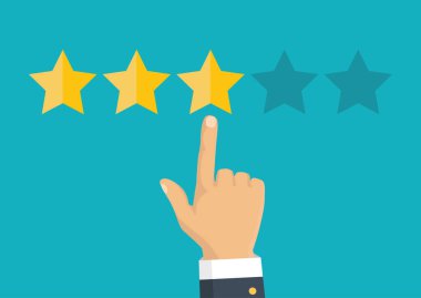 Altın yıldız rating. Geri bildirim, itibar ve kalite kavramı. 