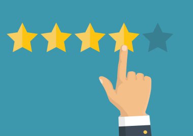 Altın yıldız rating. Geri bildirim, itibar ve kalite kavramı. 