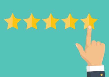 Altın yıldız rating. Geri bildirim, itibar ve kalite kavramı. 