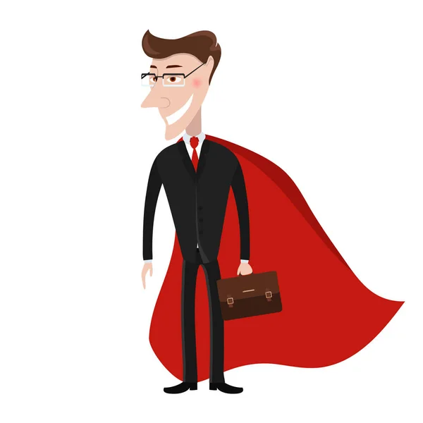超人，超级英雄，超级商人在一件雨衣。业务 — 图库矢量图片