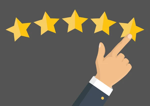 Gouden sterren rating. Feedback, reputatie en kwaliteit concept. — Stockvector