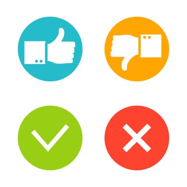 Vektör çizim. Yukarı başparmak ve parmak sembol simgesi. 