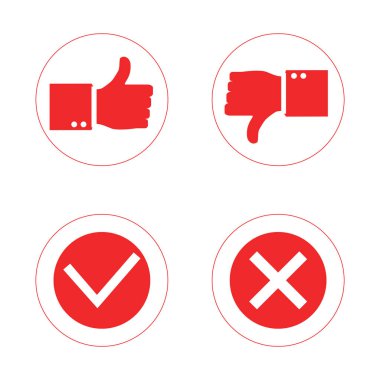 Vektör çizim. Yukarı başparmak ve parmak sembol simgesi. 