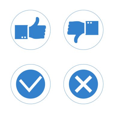 Vektör çizim. Yukarı başparmak ve parmak sembol simgesi. 