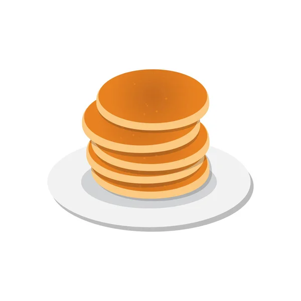Fresh tasty hot pancakes with sweet maple syrup. Cartoon icon — Stock Vector