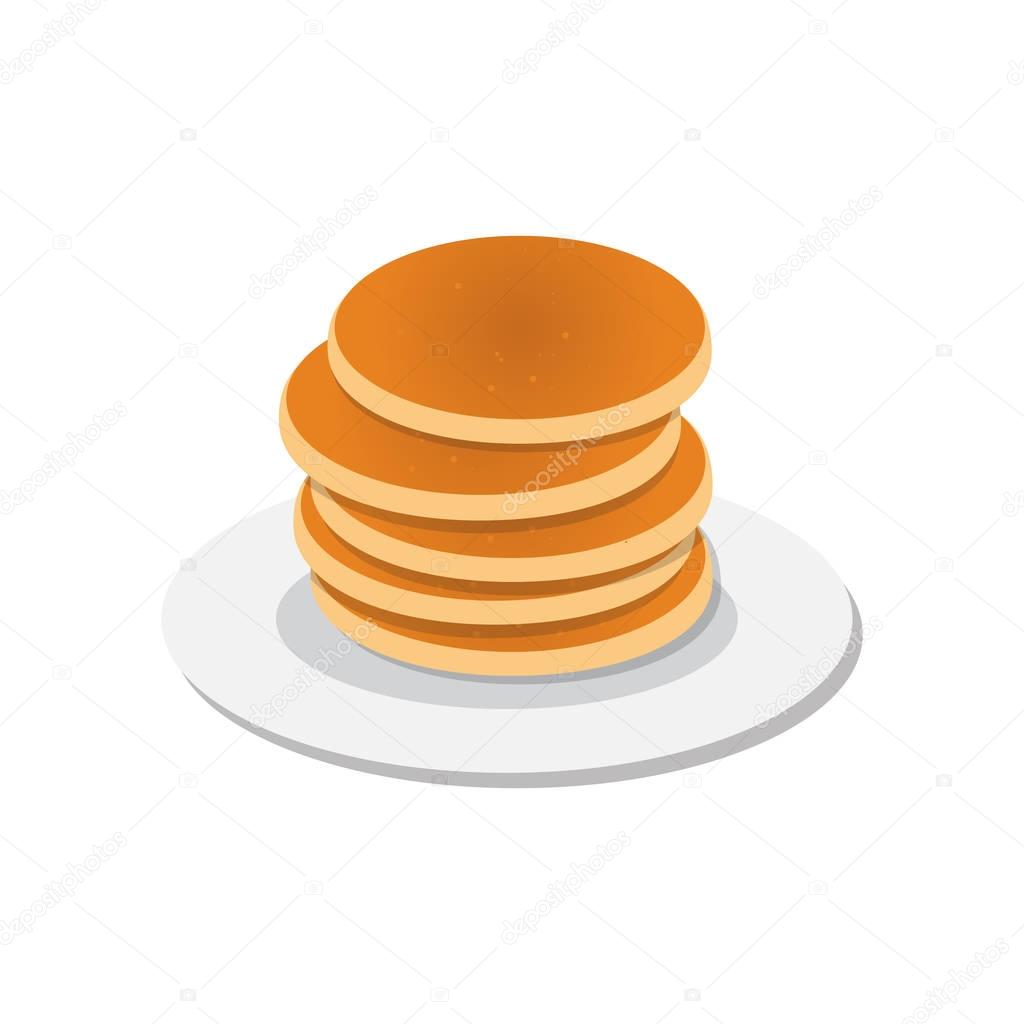 Fresh tasty hot pancakes with sweet maple syrup. Cartoon icon 