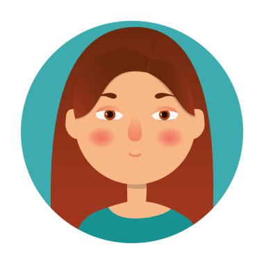 Kız simgesi. Kadın avatar yüz simgesi. Karikatür tarzı. Vektör