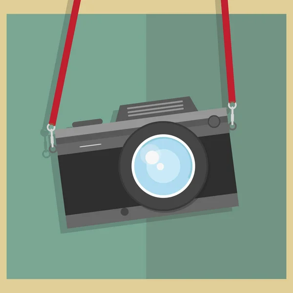 Retro camera, vintage camera, flat style design. Old photo camera — Stock Vector