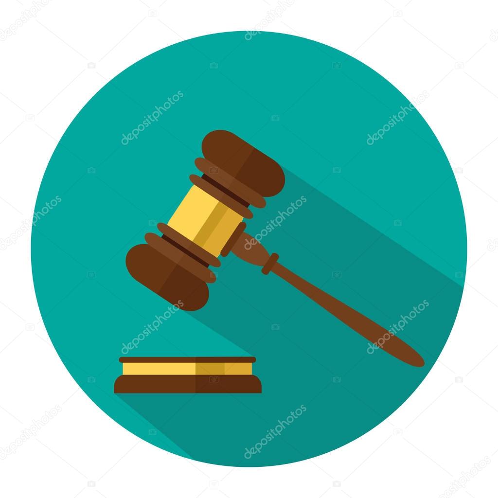 A wooden judge gavel, hammer of judge or auctioneer and soundboa