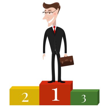 Vektör. Elbiseli adam. İşadamı ile bir evrak çantası. 