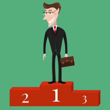 Vektör. Elbiseli adam. İşadamı ile bir evrak çantası. 