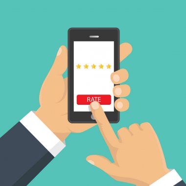 Altın yıldız rating. Geri bildirim, itibar ve kalite kavramı. Vektör