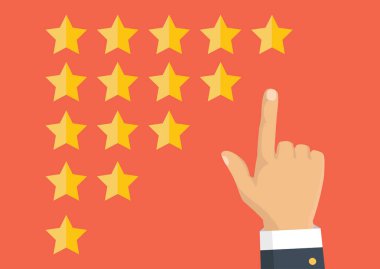 Altın yıldız rating. Geri bildirim, itibar ve kalite kavramı. 