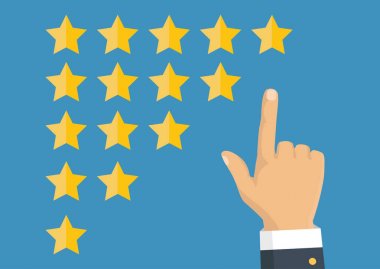 Altın yıldız rating. Geri bildirim, itibar ve kalite kavramı. 