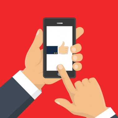 Vektör çizim. Başparmak yukarıya vektör simgesi. Bir backgrond izole