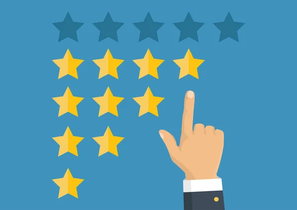 Gouden sterren rating. Feedback, reputatie en kwaliteit concept. — Stockvector