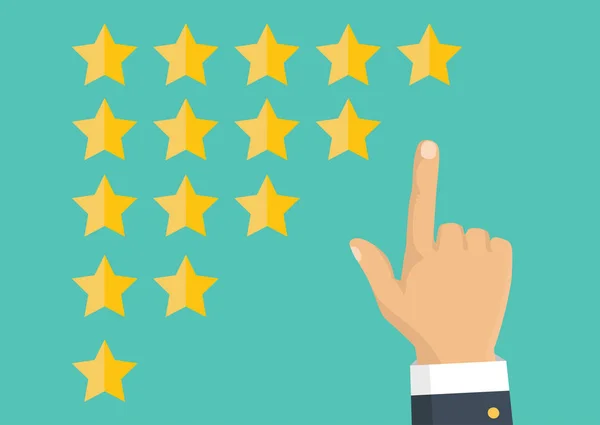 Gouden sterren rating. Feedback, reputatie en kwaliteit concept. Vector — Stockvector