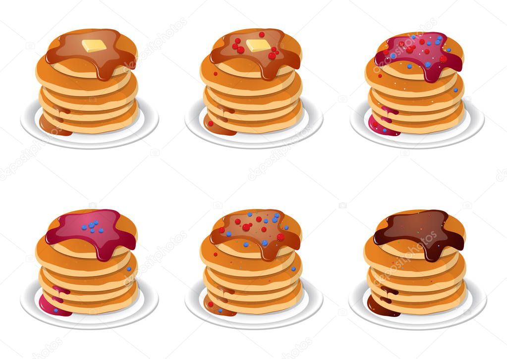 Vector illustration. Fresh tasty hot pancakes