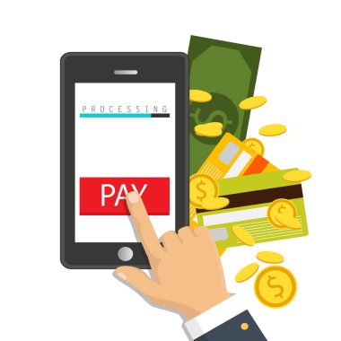  Mobil ödeme kavramı. Vektör