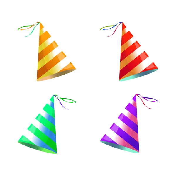 Sombrero de cumpleaños con rayas. Ilustración aislada vectorial . — Vector de stock