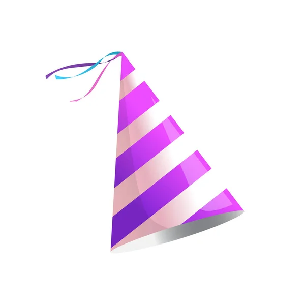 Születésnapi party kalap csíkokkal. Elszigetelt vektoros illusztráció. — Stock Vector