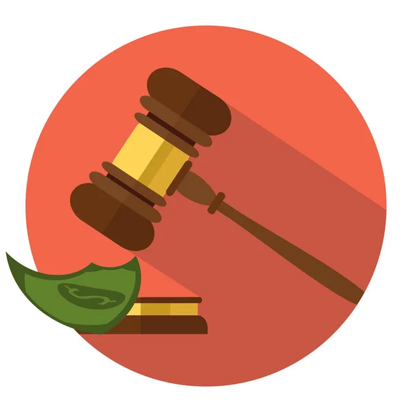 Un marteau de juge en bois, marteau de juge ou commissaire-priseur — Image vectorielle