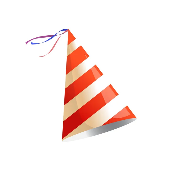 Birthday party hat with stripes. Vector isolated illustration. — Stock Vector