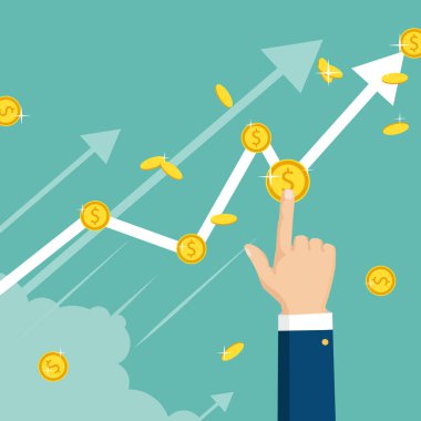 Grafik kadar gider. Parmak para seçer. İş kavramı