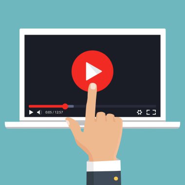 Akarsu video. Vektör. Online video kavramı. Internet video