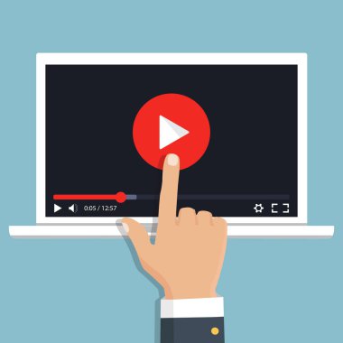 Akarsu video. Vektör. Online video kavramı. Internet video