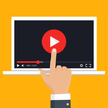 Akarsu video. Vektör. Online video kavramı. Internet video